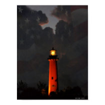 Lighthouse with flag posters