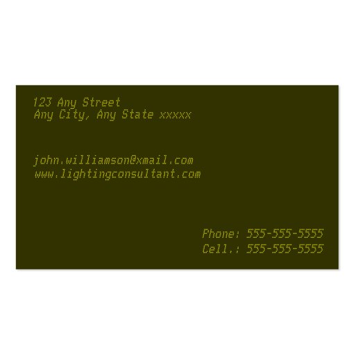 Lighting Consultant Business Card (back side)