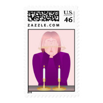 Lighting Shabbat Candles Postage Stamp
