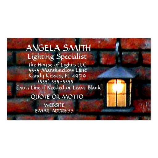 Lighting Specialist Business Cards (front side)