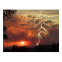 lightning at sunset post card