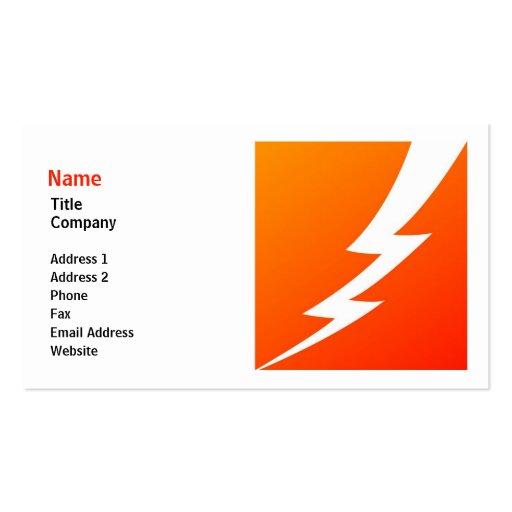 Lightning Bolt Business Card Template Zazzle