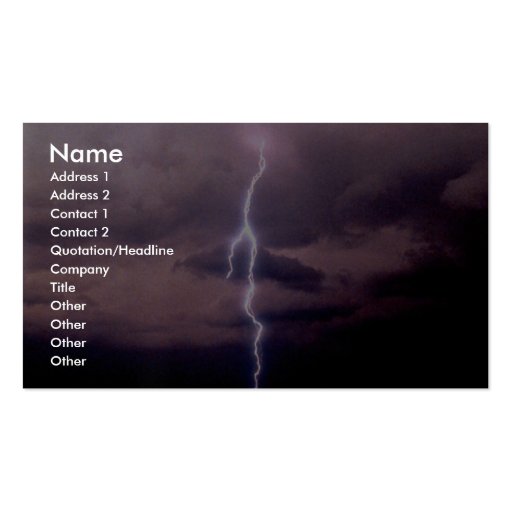 Lightning bolt during thunderstorm business card templates (front side)