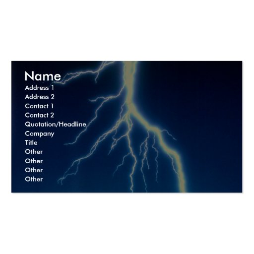 Lightning bolt over blue background business cards (front side)