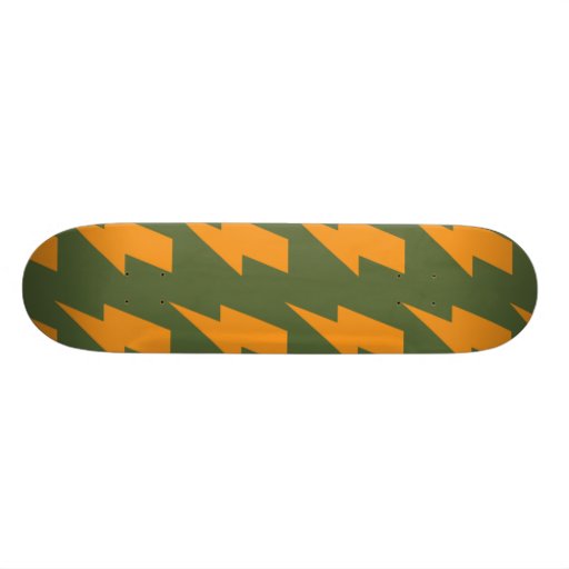 Lightning bolts orange green skate deck