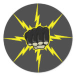Lightning fist round stickers
