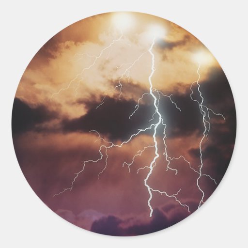 Lightning Storm Round Stickers