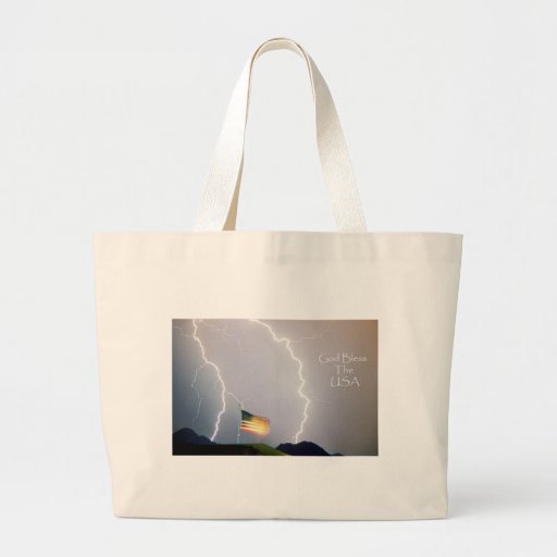 Lightning Strikes God Bless the USA Tote Bags