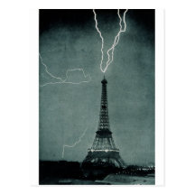 Lightning Strikes the Eiffel Tower, 1902 Postcards