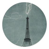 Lightning Strikes the Eiffel Tower, 1902 Round Stickers