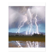 Lightning Striking Longs Peak Foothills 4C. Postcards