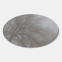 Lights and Fog Setting the Mood at McIntosh Lake i Oval Stickers