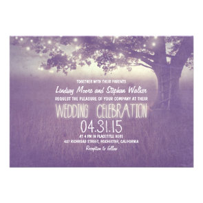 lights tree rustic wedding invitation