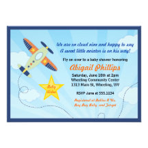 Lil' Aviator Airplane Baby Shower Invitations