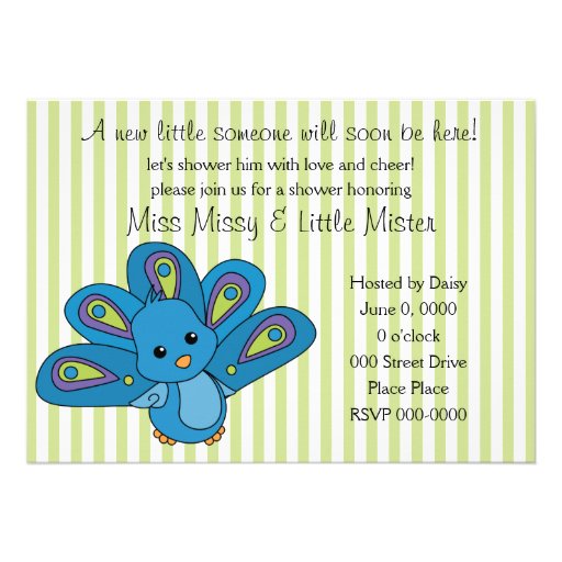 Lil' Baby Peacock Personalized Announcements