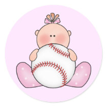 Lil Baseball Baby Girl Stickers