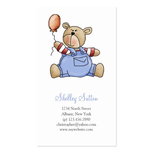Lil' Bears · Baby Boy Balloon Business Card Template (front side)
