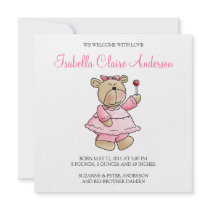 Lil' Bears · Baby Girl Pink Dress invitations