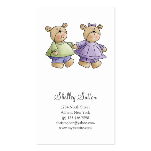 Lil' Bears · Baby Twins Green & Purple Business Cards
