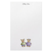 Lil' Bears · Baby Twins Green & Purple Stationery Paper