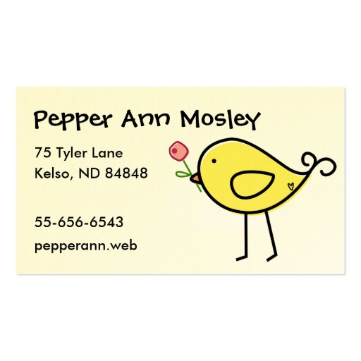 Lil' Birdie Business Cards (front side)