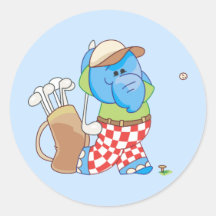 Lil Blue Elephant Golfing Stickers