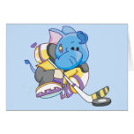 Lil Blue Elephant Hockey Greeting Card