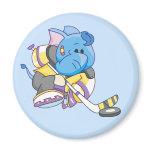Lil Blue Elephant Hockey Fridge Magnet