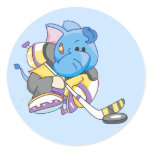 Lil Blue Elephant Hockey Round Stickers