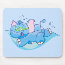 Lil Blue Elephant Swimming Mouse Pad
