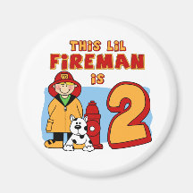 Lil Fireman 2nd Birthday Magnets