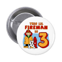 Lil Fireman 3rd Birthday Button