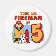 Lil Fireman 5th Birthday Magnets
