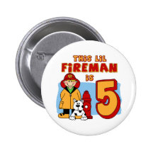 Lil Fireman 5th Birthday Pinback Buttons