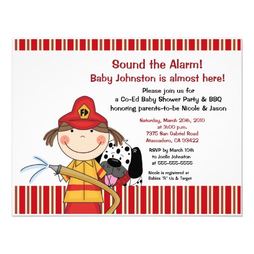 Lil Firetruck Baby Shower Invitation