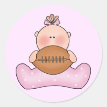 Lil Football Baby Girl Round Stickers