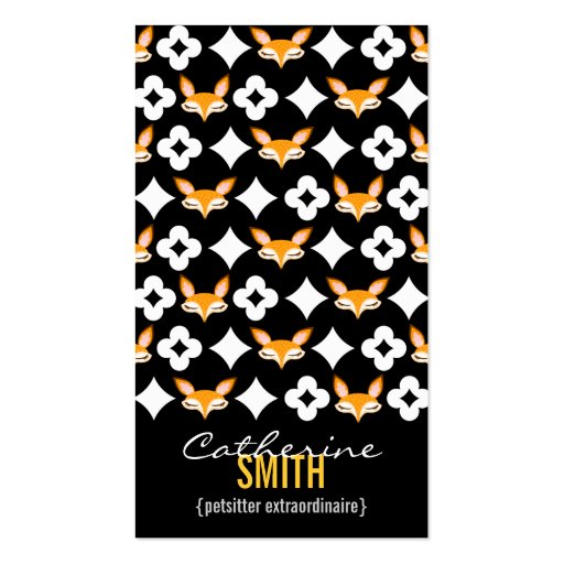 Lil Foxie - Cute Fox Pattern Vertical Bizcards Business Cards (front side)