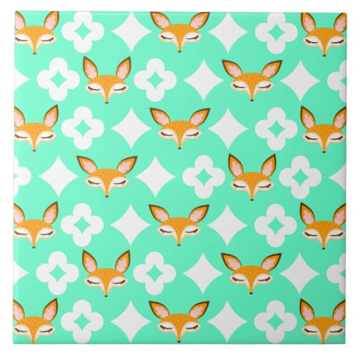 Lil Foxie Cute Girly Fox Pattern Decorative Tile Zazzle