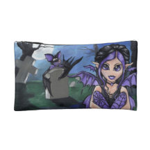 "Lil Gothic Moon" fairy vampire bat graveyard BAG Makeup Bag