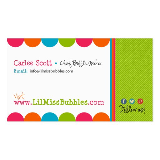 Lil Miss Bubbles Business Cards (10/2013) (back side)