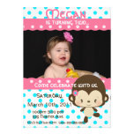 Lil Miss Monkey Invitation-Pink-Blue