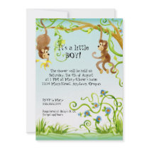 Lil Monkey, Boy Baby Shower Invitation