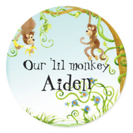 Lil Monkey, Boy Baby Shower Sticker Seal sticker