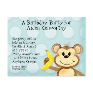 Lil Monkey, Boy Birthday Party Post Card Invite postcard