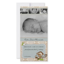 Lil Monkey New Baby Birth Announcements Photo Greeting Card