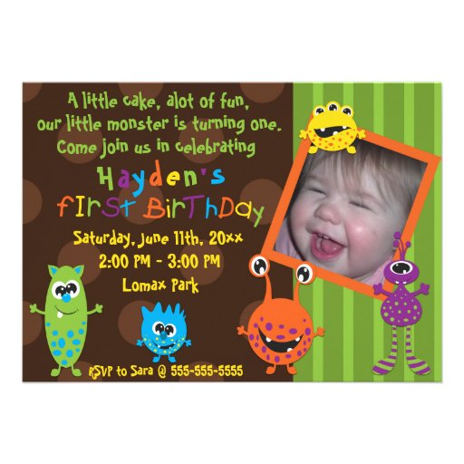 Lil Monsters First Birthday. Custom Invitations
