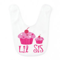 Lil Sis Pink Cupcake Baby Bib
