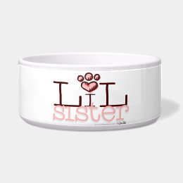 Lil Sister Pink Paw Print petbowl