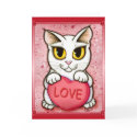 Lil Valentine White Cat Candy Heart Love Art Card by TigerpixieArt Lil Valentine White Cat Candy Heart Love Art Card
