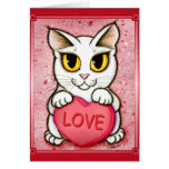 Lil Valentine White Cat Candy Heart Love Art Card cards
